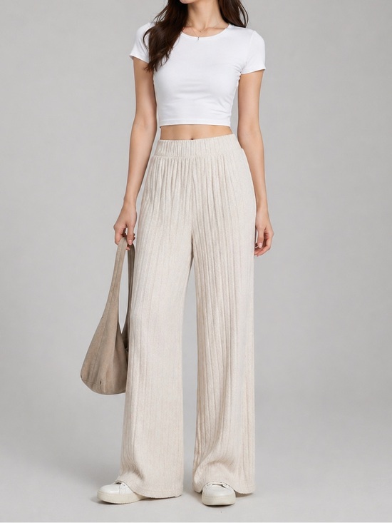 Rip Curl Pants - RIP CURL Ribbed Wide-Leg Knit Cosy Flare Pants